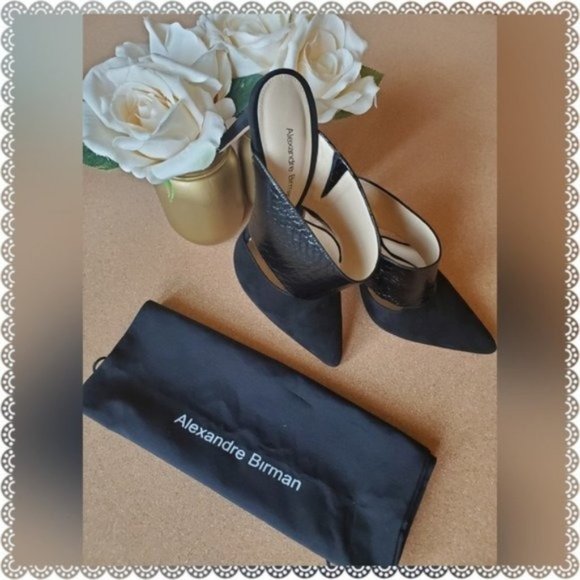 Alexandre Birman Suede & Watersnake Mules 9 - Picture 9 of 10